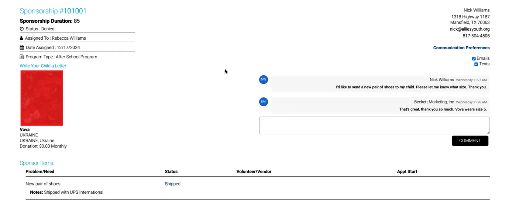donor dashboard